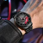SKMEI NF1990 Model-D Rolling Dial Men's Watch – Dial Color: Red, Strap Color: Black – Thumbnail 5