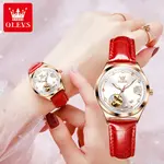 OLEVS 6601 Luxury Diamond Rose Waterproof Women's Hollow Mechanical Watch – Dial Color: White, Strap Color: Red – Thumbnail 2