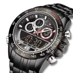 Naviforce NF9188 Luxury Stainless Steel Strap Analog Digital Sports Men's Watch – Dial Color: Black, Strap Color: Black – Thumbnail 2