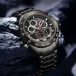 Naviforce NF9188 Luxury Stainless Steel Strap Analog Digital Sports Men's Watch – Dial Color: Black, Strap Color: Black – Thumbnail 3