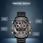 Naviforce NF9188 Luxury Stainless Steel Strap Analog Digital Sports Men's Watch – Dial Color: Black, Strap Color: Black – Thumbnail 4