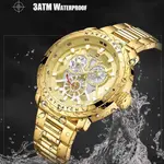 Naviforce NF9158 Luxury Stainless Steel Multifunctional Quartz Men's Watch – Dial Color: Gold, Strap Color: Gold  – Thumbnail 4