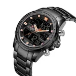 Naviforce NF9138 Luxurious Stainless Steel Men's Watch – Dial Color: Orange, Strap Color: Black – Thumbnail 2
