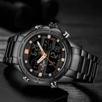 Naviforce NF9138 Luxurious Stainless Steel Men's Watch – Dial Color: Orange, Strap Color: Black – Thumbnail 4