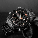 Naviforce NF9138 Luxurious Stainless Steel Men's Watch – Dial Color: Orange, Strap Color: Black – Thumbnail 5