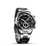 Curren 8355 High Quality Stainless Steel Chronograph Men's Watch – Dial Color: Black, Strap Color: Silver – Thumbnail 2