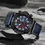 Naviforce 8074 Leather Strap Luminous Chronograph Men Quartz Wristwatch – Dial Color: Blue, Strap Color: Blue – Thumbnail 2