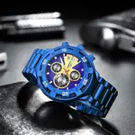 Nibosi 2577 Multifunctional Stainless Steel Fashionable Chronograph Analog Men's Watch – Dial Color: Blue, Strap Color: Blue – Thumbnail 3