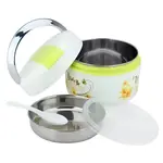QQ 800ml 2-Layer Stainless Steel Insulated Tiffin Lunch Box with Spoon – Color: White – Thumbnail 2