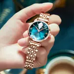 OLEVS 6642 Prisma Rose Gold Luxury Diamond Women’s Quartz Analog Watch – Dial Color: Green, Strap Color: Rose Gold – Thumbnail 3