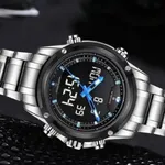 NAVIFORCE NF9050 Stainless Steel Dual Time Wrist Men's Watch – Dial Color: Black, Strap Color: Silver – Thumbnail 2
