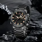 Naviforce 9237 Luxury Stainless Steel Strap Analog Digital Sports Men's Watch – Dial Color: Black, Strap Color: Black – Thumbnail 2