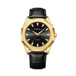 CRRJU 5015 Comfortable Genuine Leather Strap Luxury Fashion Men's Watch – Dial Color: Gold, Strap Color: Black – Thumbnail 1