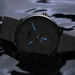 SKMEI 9185 Quartz 30M Waterproof  Men's Watch – Dial Color: Blue, Strap Color: Black – Thumbnail 3