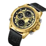 Naviforce NF9225 Elite Leather Dual Time Quartz Classic Men's Watch – Dial Color: Gold, Strap Color: Black – Thumbnail 3