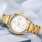 NAVIFORCE NF5008 Stainless Steel Analog Women's Watch – Dial Color: White, Strap Color: Gold  – Thumbnail 4