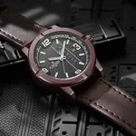 Naviforce NF9177 Top Quality Leather Strap Creative Calendar Unique Fashion Men's Watch – Dial Color: Black, Strap Color: Maroon – Thumbnail 3