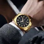 CRRJU 2308 Luxury Redefined Stainless Steel Analog Quartz Men's Watch – Dial Color: Black, Strap Color: Gold  – Thumbnail 4