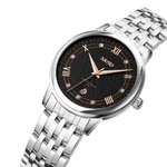 SKMEI 9272 Stainless Steel Buckle Strap Waterproof Quartz Unisex Watch – Dial Color: Black, Strap Color: Silver – Thumbnail 2