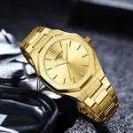Nibosi 2520 Polygon Waterproof & Stainless Steel Strap Men's Watch – Dial Color: Gold, Strap Color: Gold – Thumbnail 3