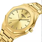 Nibosi 2520 Polygon Waterproof & Stainless Steel Strap Men's Watch – Dial Color: Gold, Strap Color: Gold – Thumbnail 2