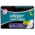 Whisper Maxi  Nights XL Wings Heavy‑Flow Sanitary Pads – Pack Of: 15 pcs – Thumbnail 1