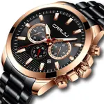 CRRJU 2286 High Quality Stainless Steel Multifunctional Quartz Classic Men's Watch – Dial Color: Rose Black, Strap Color: Black – Thumbnail 2
