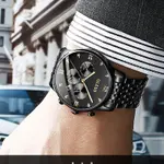 OLEVS 2868 Luxurious Waterproof Braided Stainless Steel Chain Men's Quartz Watch – Dial Color: Black, Strap Color: Black – Thumbnail 2