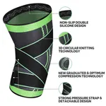 Adjustable Knee Support Compression Strap Sleeve | হাঁটুর ব্যথার জন্য নি সাপোর্ট বেল্ট – Color: Green, Size: Free Size – Thumbnail 3