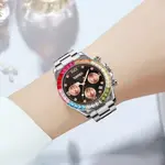 Skmei 9367 New Arrival Stainless Steel Strap Calendar Colorful Ladies Wristwatch – Dial Color: Black, Strap Color: Silver – Thumbnail 2
