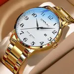 CRRJU 5009 Stainless Steel Analog Simple Classic Men's Watch – Dial Color: White, Strap Color: Gold – Thumbnail 2