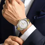 CRRJU 5008 Stainless Steel Quartz Function Classic Fashion Men's Watch – Dial Color: Silver, Strap Color: Gold  – Thumbnail 4