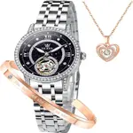OLEVS 7036 Luminous Hands Mechanical Waterproof Lady Watch – Dial Color: Black, Strap Color: Silver – Thumbnail 3