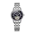 OLEVS 7036 Luminous Hands Mechanical Waterproof Lady Watch – Dial Color: Black, Strap Color: Silver – Thumbnail 1