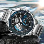 Skmei 1889 Dual Display Chronograph Stainless Steel Men's Watch – Dial Color: Blue, Strap Color: Silver – Thumbnail 3