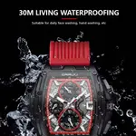 CRRJU 2317 Authentic Soft Silicone Strap Multifunctional Chronograph Sports Men's Watch – Dial Color: Black, Strap Color: Red – Thumbnail 3
