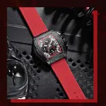 CRRJU 2317 Authentic Soft Silicone Strap Multifunctional Chronograph Sports Men's Watch – Dial Color: Black, Strap Color: Red – Thumbnail 5