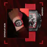CRRJU 2317 Authentic Soft Silicone Strap Multifunctional Chronograph Sports Men's Watch – Dial Color: Black, Strap Color: Red – Thumbnail 6