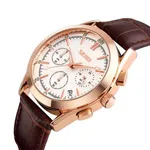 SKMEI 9127 Quartz Analog Leather Strap Casual Men's Watch – Dial Color: White, Strap Color: Rose – Thumbnail 2