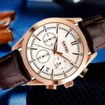 SKMEI 9127 Quartz Analog Leather Strap Casual Men's Watch – Dial Color: White, Strap Color: Rose – Thumbnail 3