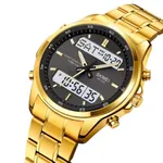Skmei 2049 Analog Digital Dual Display Men's Watch – Dial Color: Black, Strap Color: Gold  – Thumbnail 2