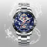 Nibosi 2388 Classic Stainless Steel Multifunctional Analog Fashion Men's Watch – Dial Color: Black, Strap Color: Silver – Thumbnail 2