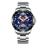 Nibosi 2388 Classic Stainless Steel Multifunctional Analog Fashion Men's Watch – Dial Color: Black, Strap Color: Silver – Thumbnail 1