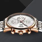 OLEVS 2869 Stainless Steel Chain Multifunctional Waterproof Luminous Men's Watch – Dial Color: White, Strap Color: Rose Gold – Thumbnail 3