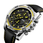 Skmei 9156 Fashion Leather Luxury Military Quartz Men's Watch  – Dial Color: Yellow, Strap Color: Black – Thumbnail 2