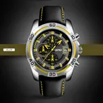 Skmei 9156 Fashion Leather Luxury Military Quartz Men's Watch  – Dial Color: Yellow, Strap Color: Black – Thumbnail 3