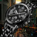LIGE 10020 Analog Premium Stainless Steel Luxury Men's Watch – Dial Color: Black, Strap Color: Black – Thumbnail 2