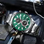 Curren-8417 High Quality Stainless Steel Luminous Men's Watch – Dial Color: Green, Strap Color: Silver – Thumbnail 5
