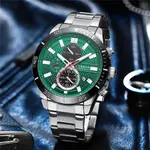 Curren-8417 High Quality Stainless Steel Luminous Men's Watch – Dial Color: Green, Strap Color: Silver – Thumbnail 4