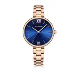 Curren 9017 Stainless Steel Analog Wrist Watch for Women – Dial Color: Blue, Strap Color:  Brown  – Thumbnail 1